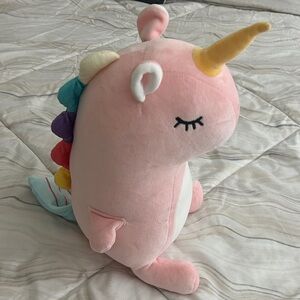 Adorable Pink Unicorn Plush with Colorful Mane